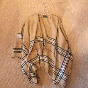 Plaid Poncho Tan